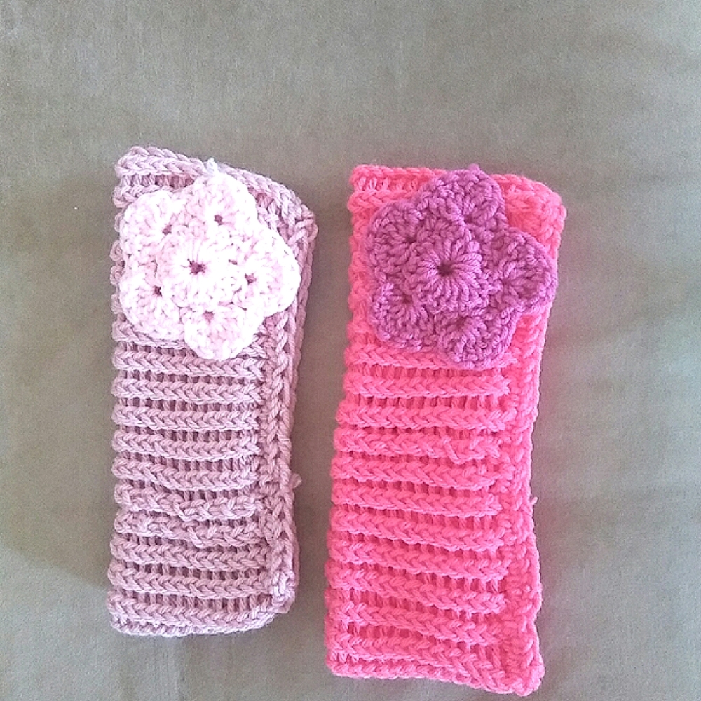 Rose Hot Pink Knitted Ear Warmer Set NWT
